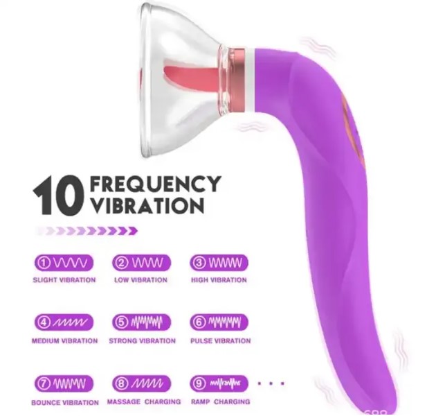 Vibrador Lengua con copa de succión Doble estimulación - Imagen 3