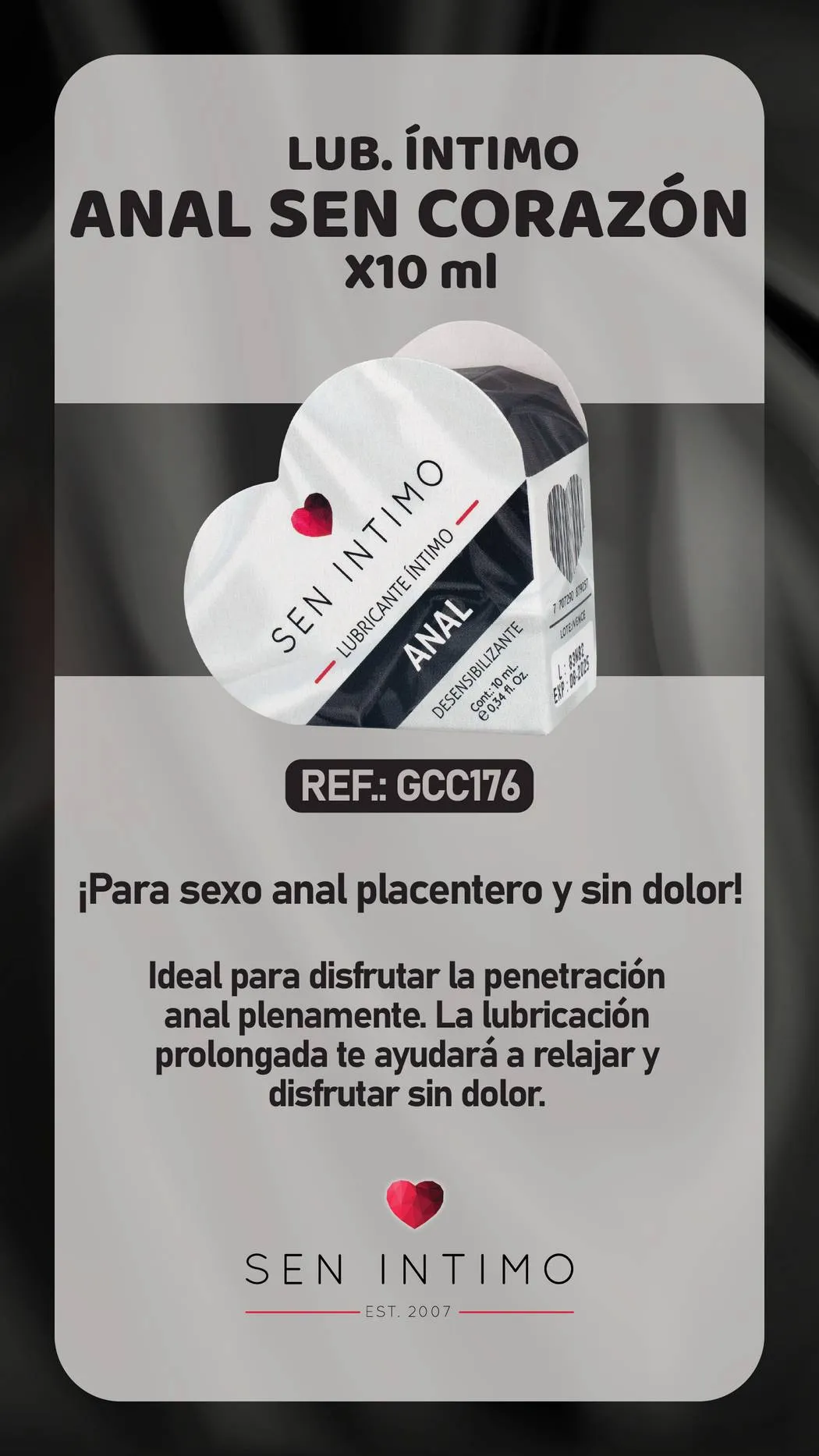 Lubricante Anal Corazón X 10 Ml Sen Intimo
