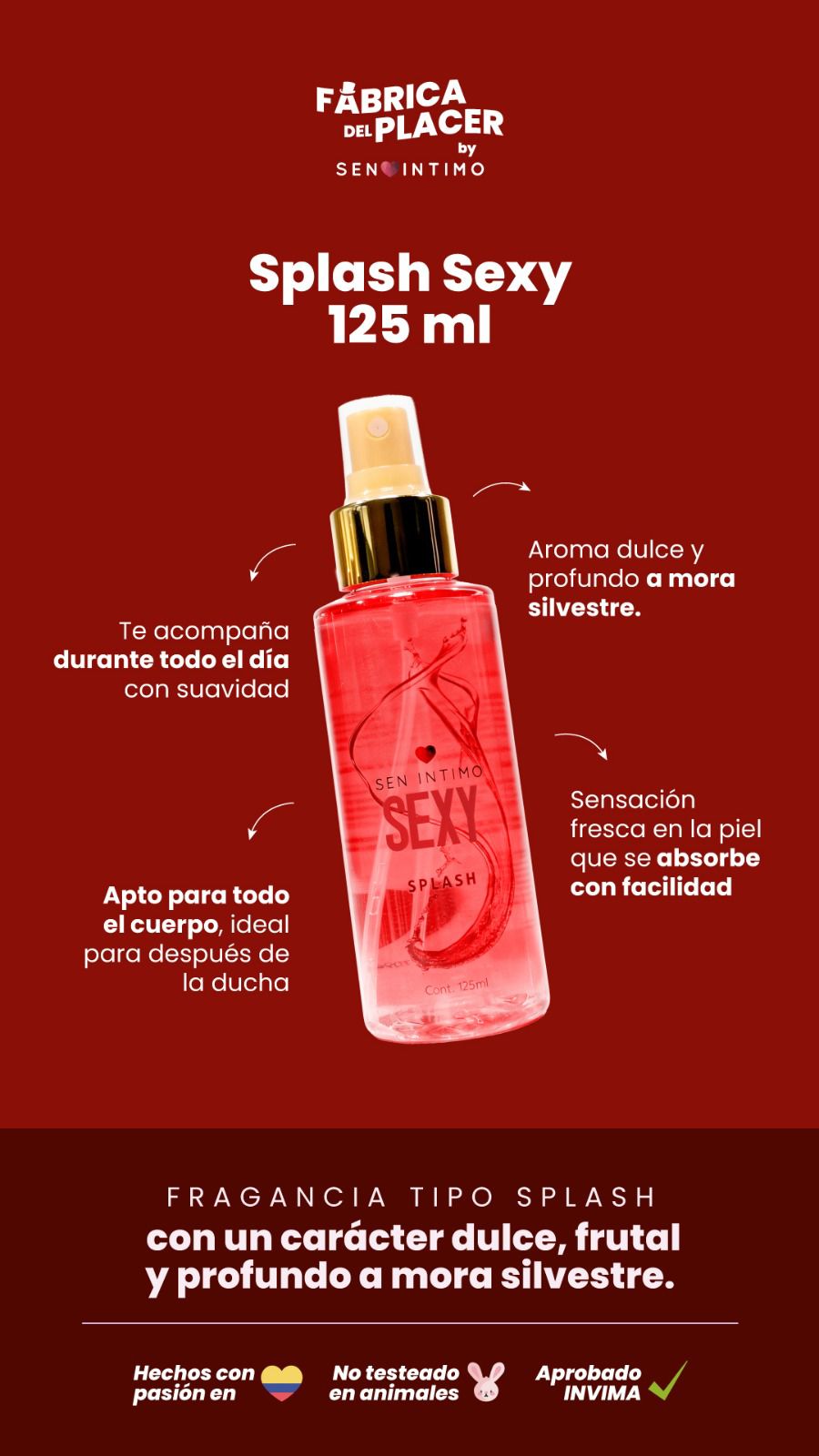 Splash con Pheromonas Sen Íntimo 125 ml - Imagen 2