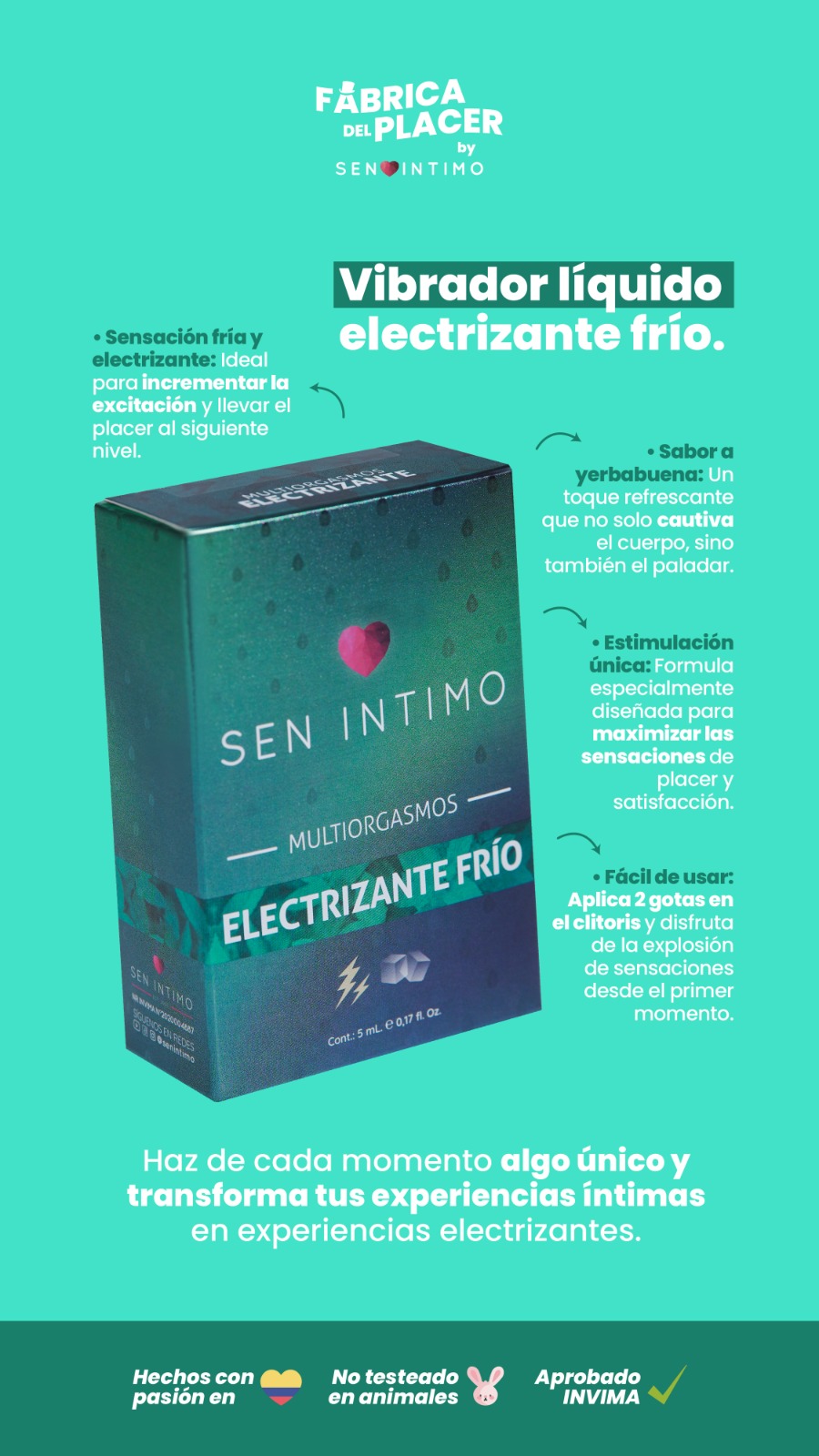 Multiorgasmos Electrizante Frío X 5 ml Sen Intimo