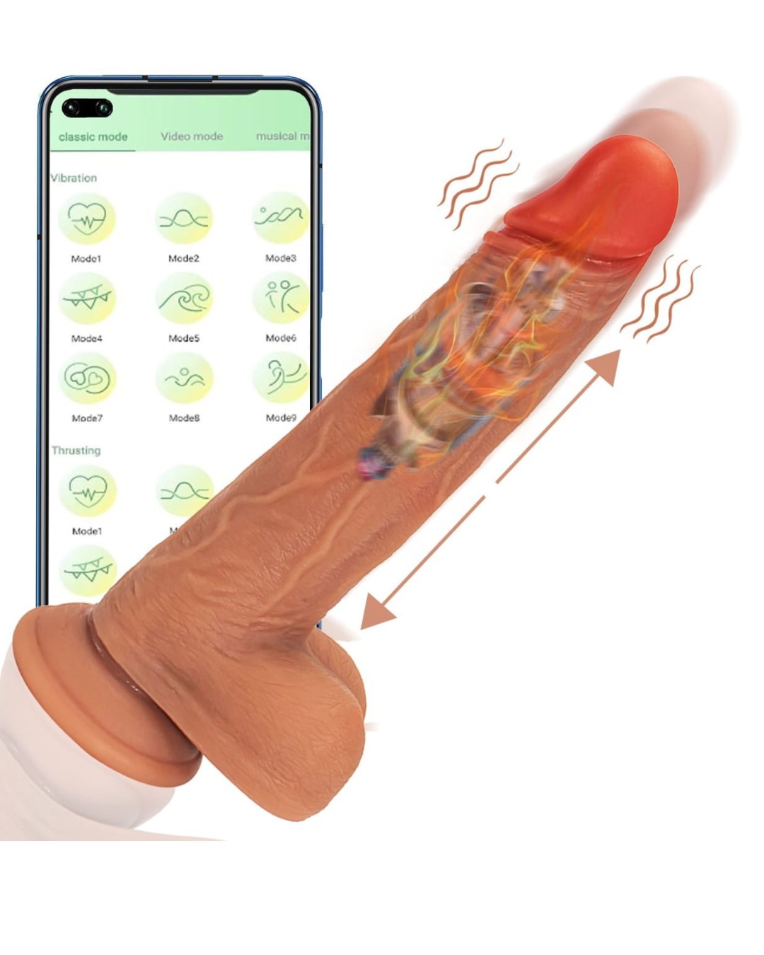 Dildo Movimiento con App. 20 cm