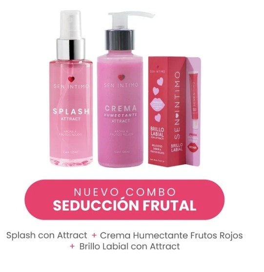 Combo Trio Pheromonas (Splash-Crema Humectante-Brillo Labial) Frutos Rojos.