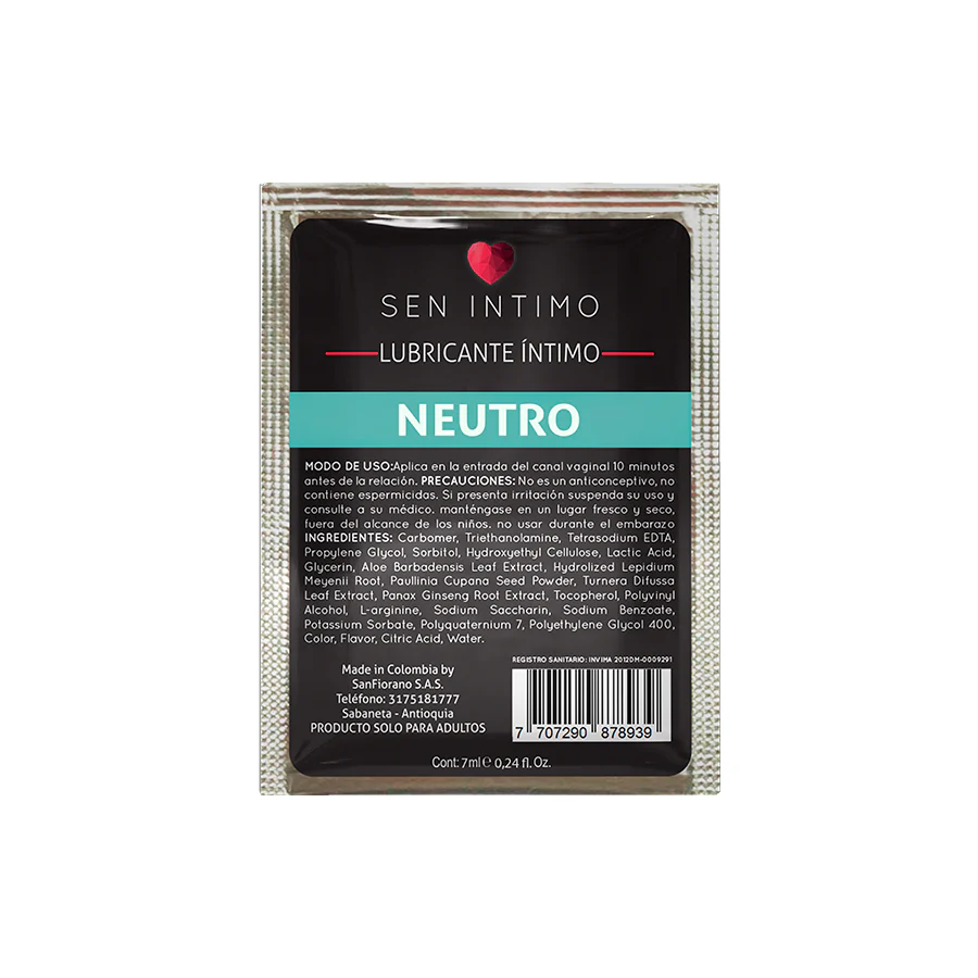 Lub Neutro Sachet Lubricante Íntimo Neutro x 7 ml by Sen Íntimo